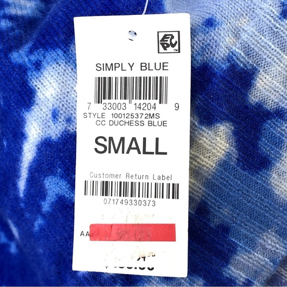 Charter Club Luxury Blue Cashmere Long Sleeve Polo Collared V Neck Sweater Top S - Picture 6 of 7